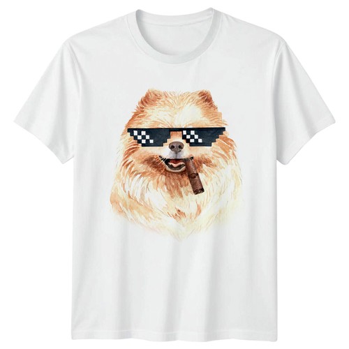 Pomeranian dog thug life - dog,