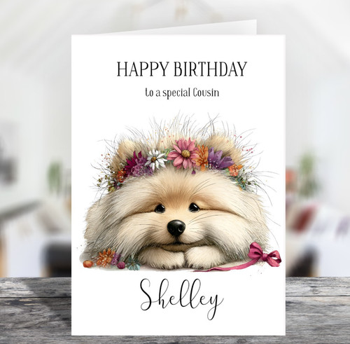 Pomeranian puppy birthday card - puppy,