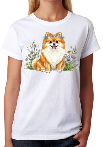 Pomeranian floral dog - pomeranian, t-shirt
