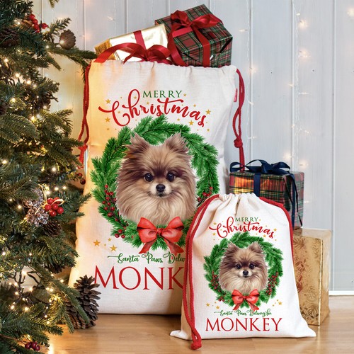 Pomeranian christmas sack - pomeranian,